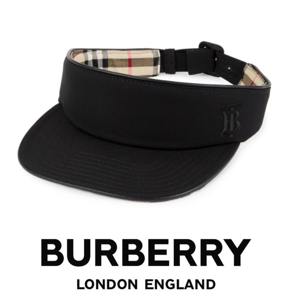Burberry Heritage Monogram Motif Iconic Check Pattern Black Visor Hat*NWT - Picture 4 of 10